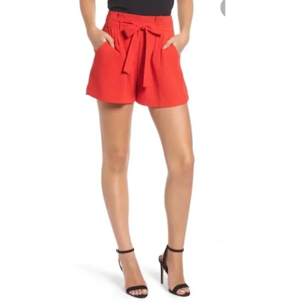 LEITH Red High Waisted Shorts